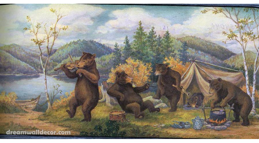 BEARS & CUBS in the Woods by the Lake Wallpaper Border 6" BEARS & CUBS in the Woods by the Lake Wallpaper Border 6"