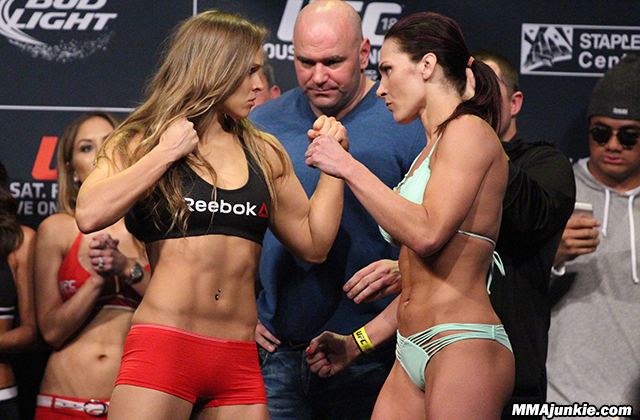 Ufc Weigh In Results Ronda Rousey Cat Zingano