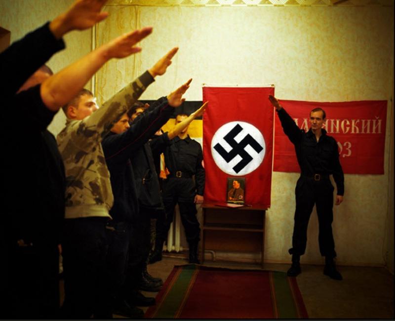 Russian Neo Nazis Saluting Hitler Portrait By Themistrunsred On