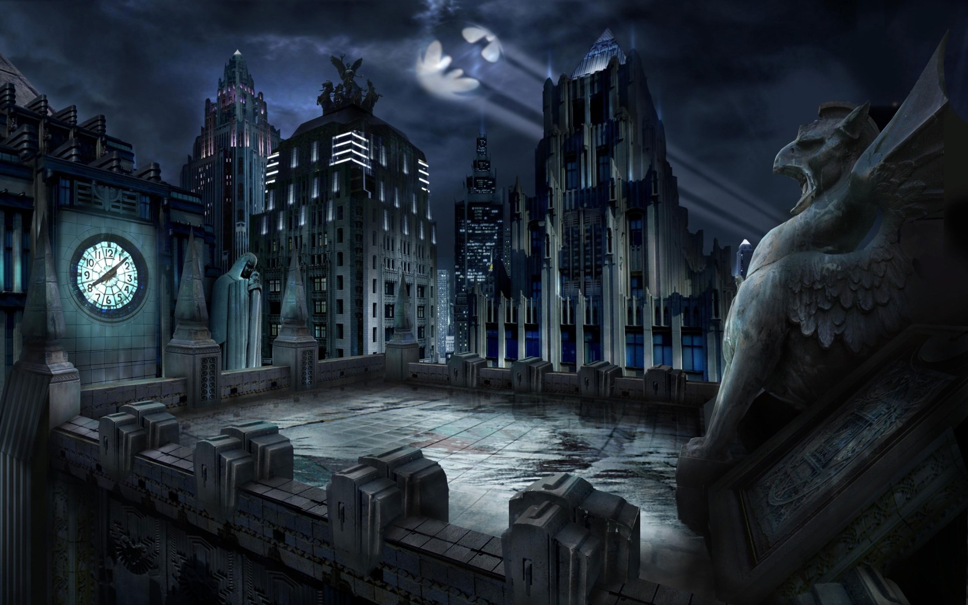  quality photo of Gotham City wallpaper of Batman roof For Desktop