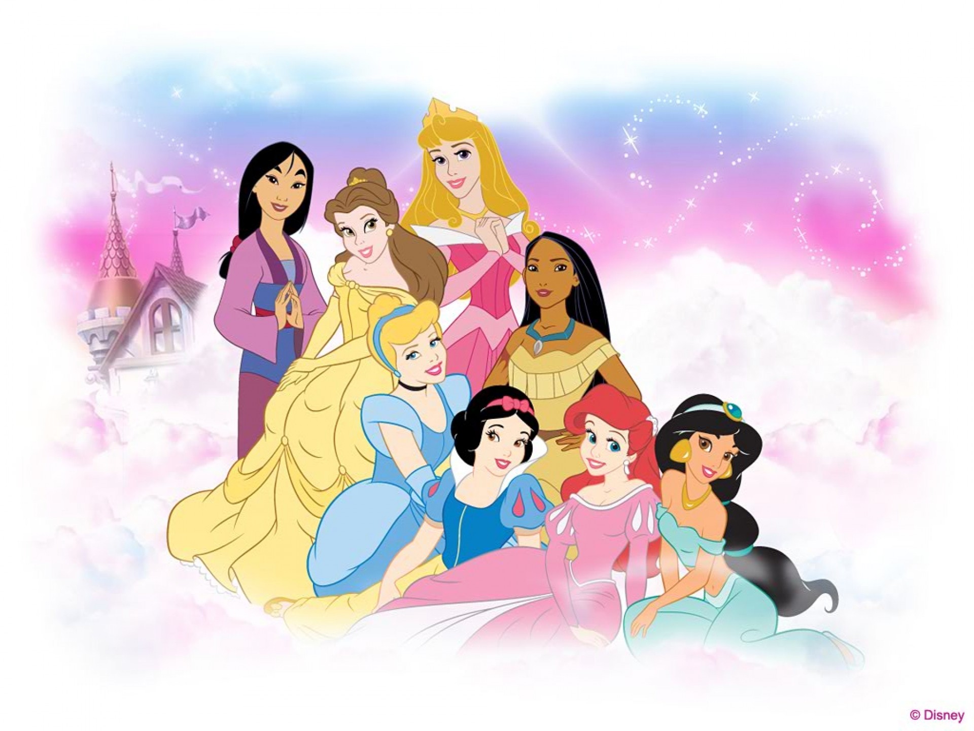 Group of Disney Princesses in a Dreamy Setting