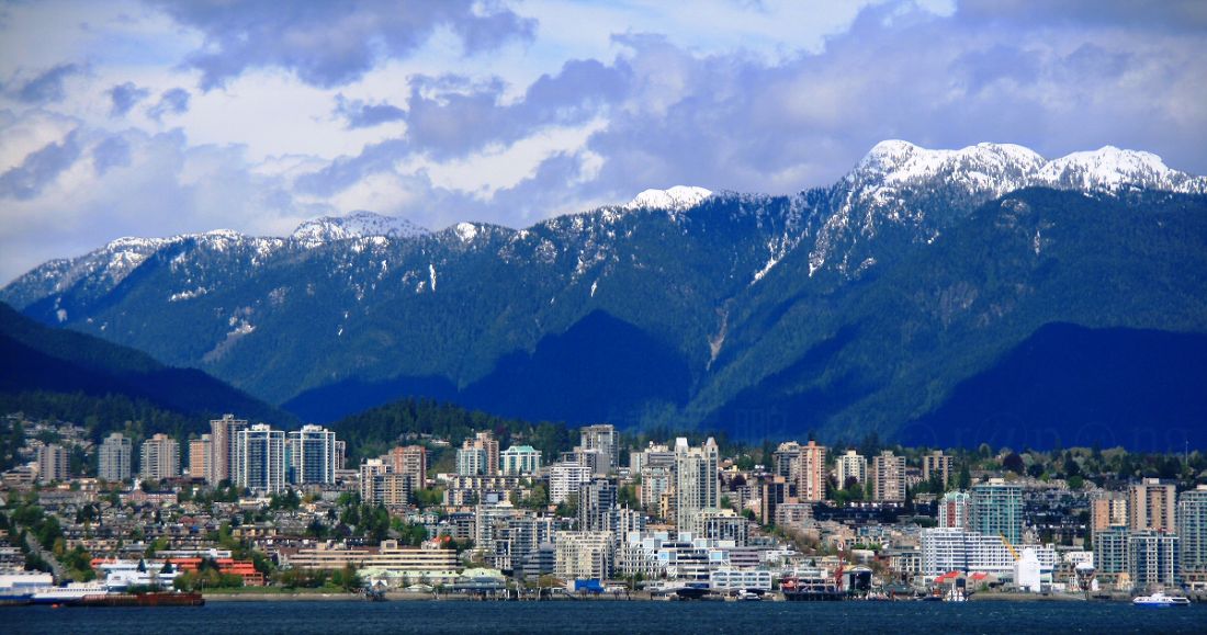 Vancouver Panorama With North Shore Mountains In Background Photograph