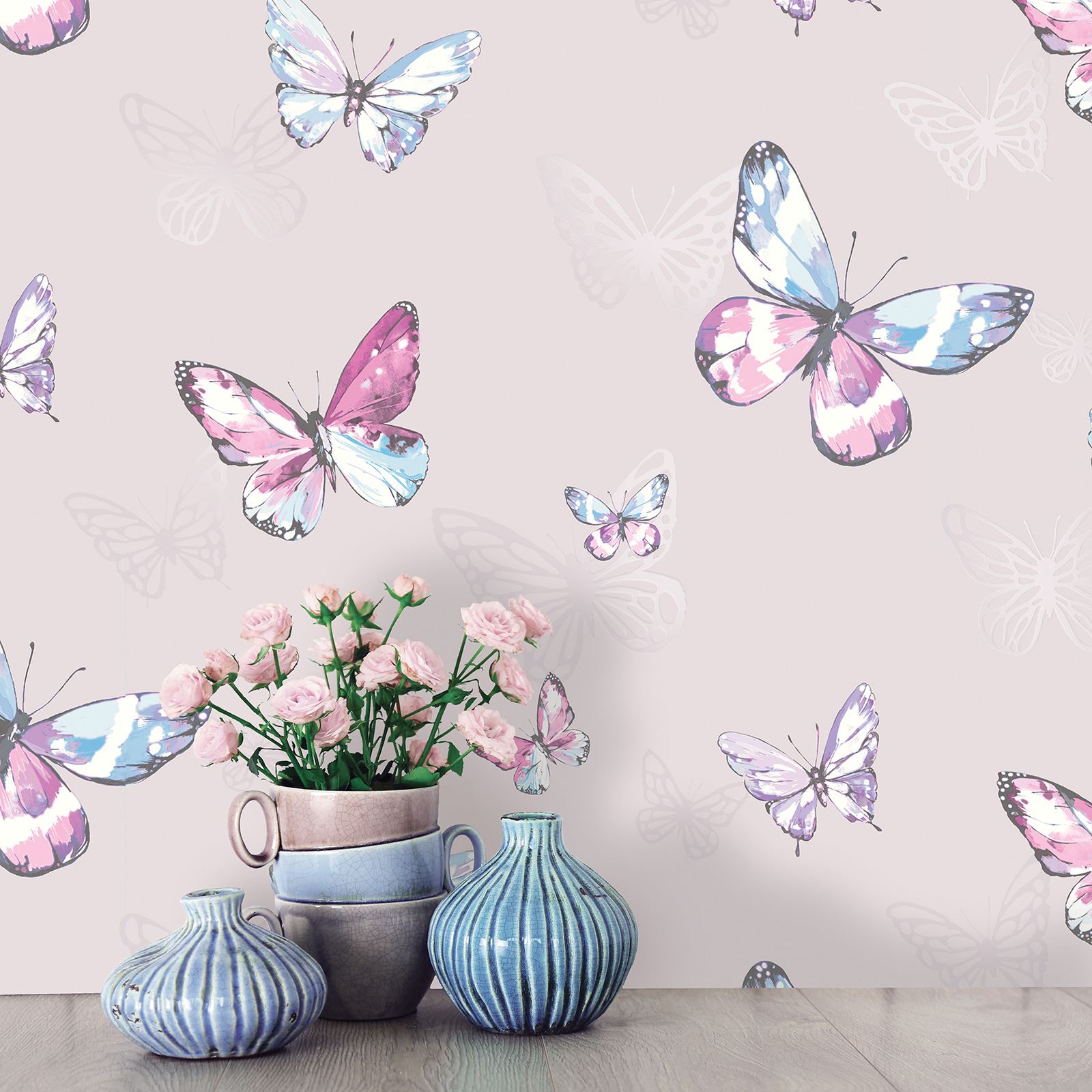 Butterfly Wallpaper Girls Bedroom Decor Pink White Papel Pintado