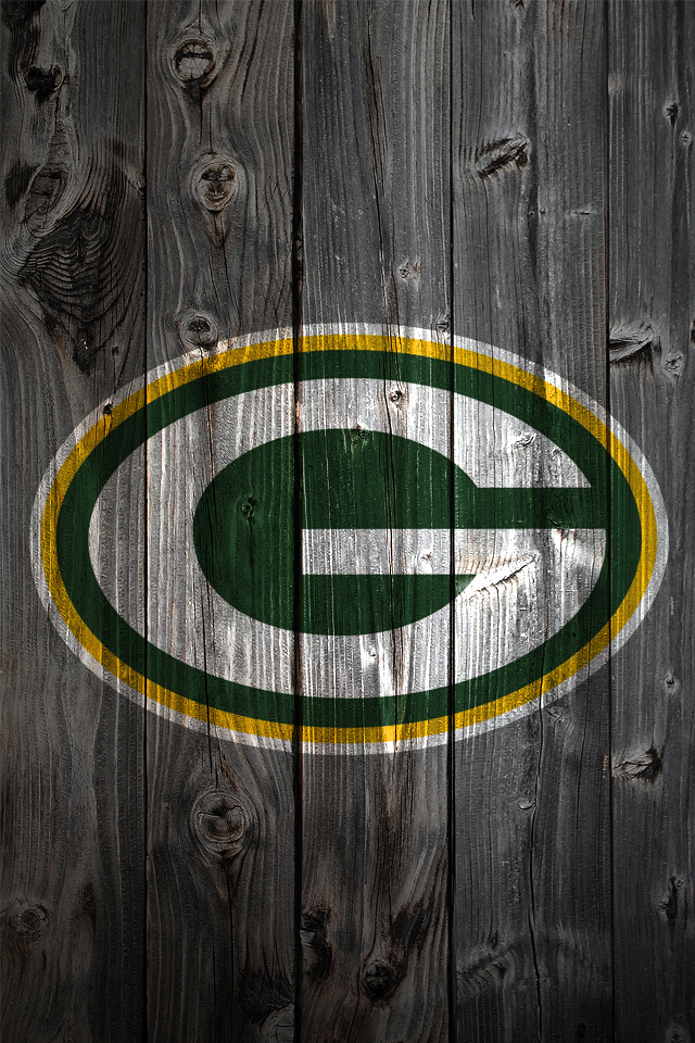 Green Bay Packers Logo On Wood Background iPhone Wallpaper