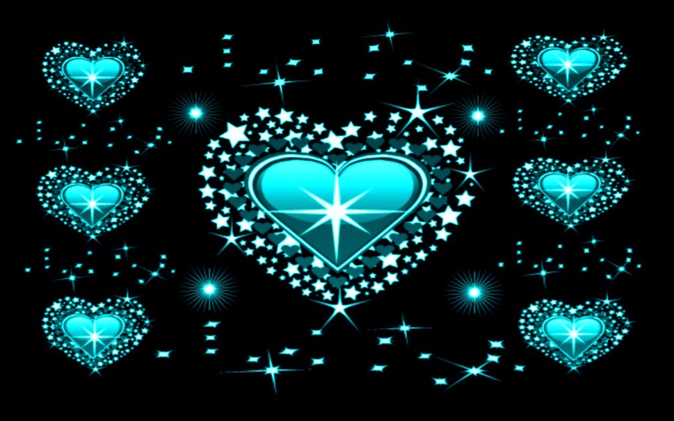 Blue Diamond Hearts Wallpaper