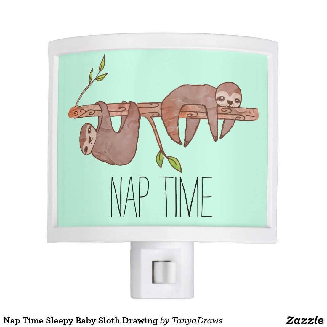 Nap Time Sleepy Baby Sloth Drawing Night Light