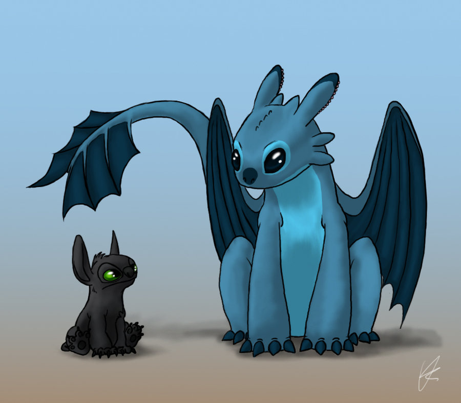 Toothless and Stitch by Wonie on