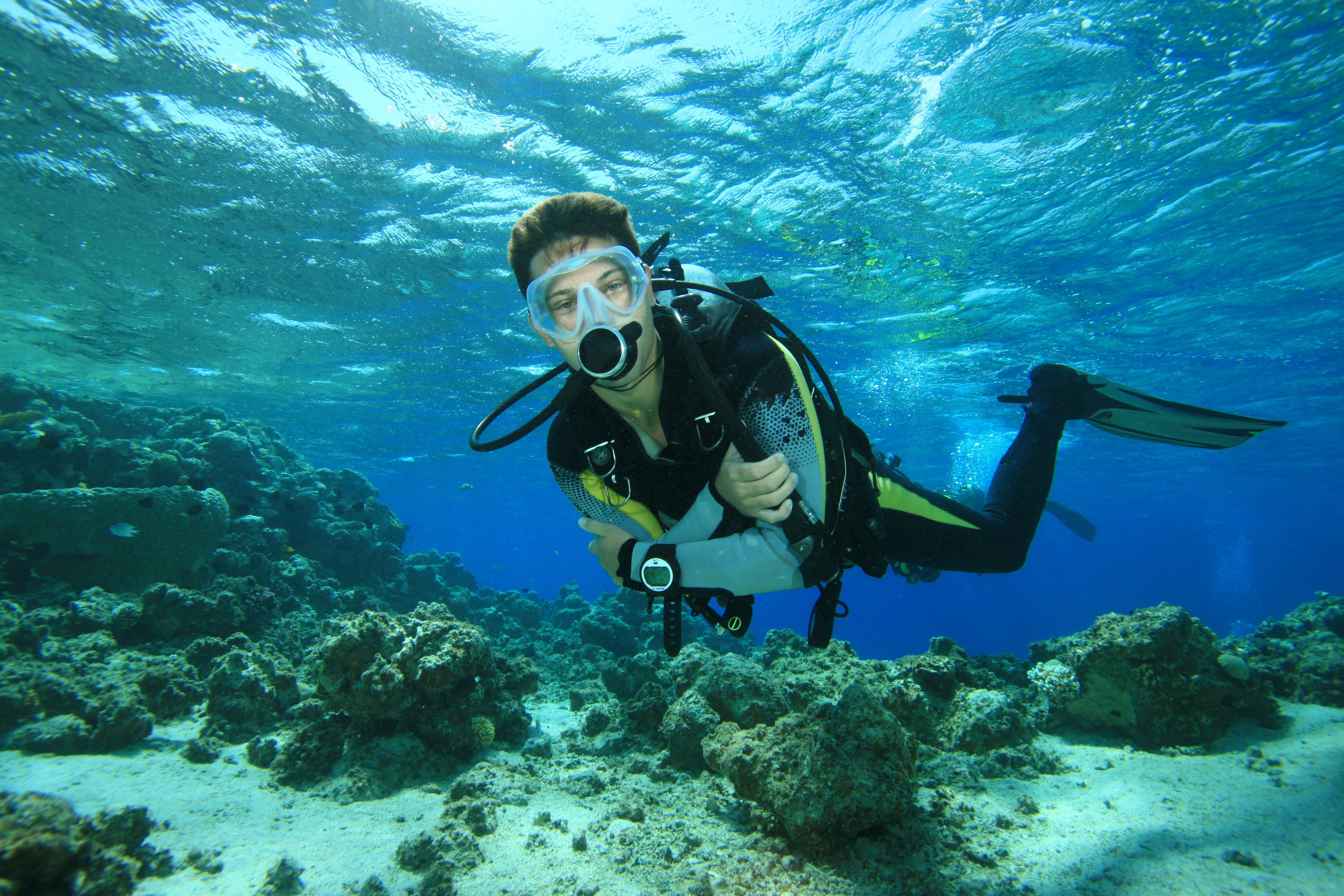 Scuba diving diver ocean sea underwater wallpaper 3888x2592 332476