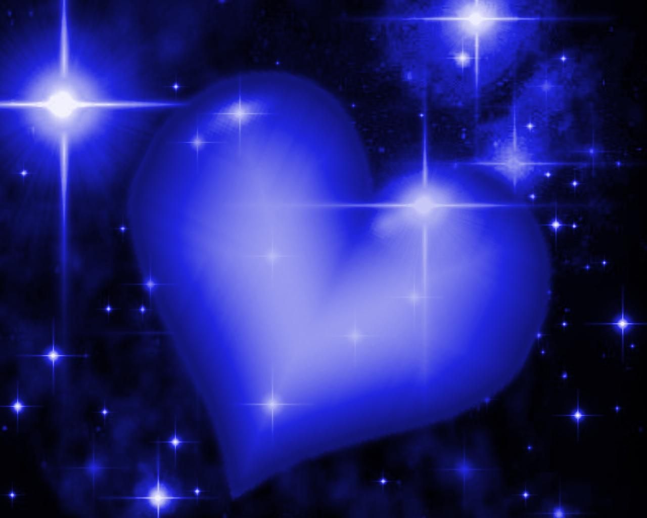 Blue Heart With Starry Background Background
