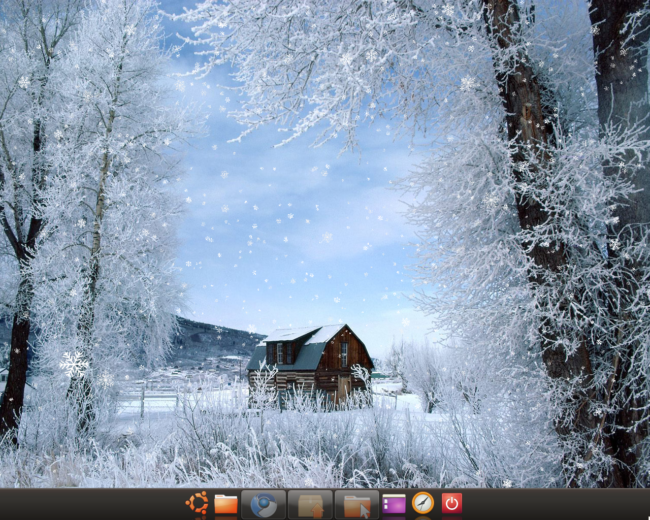 Snow Leaves Objects On Ubuntu Background Wallpaper Sharing