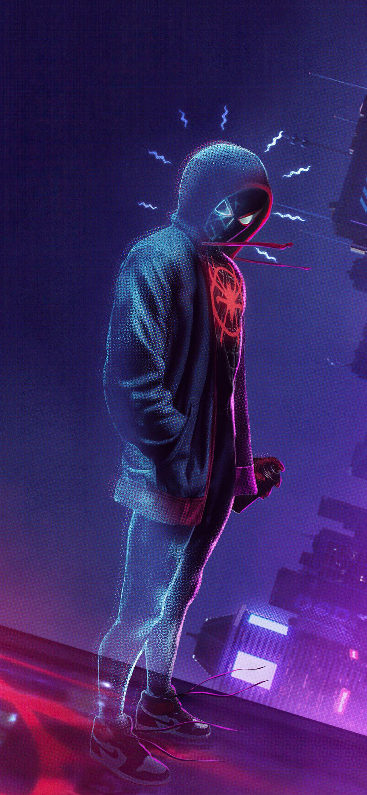 Spider Man Miles Morales Noise iPhone Wallpaper