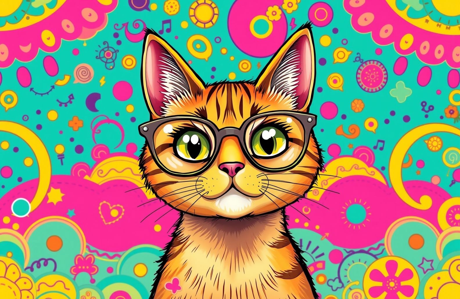 Cat With Glasses Wallpaper