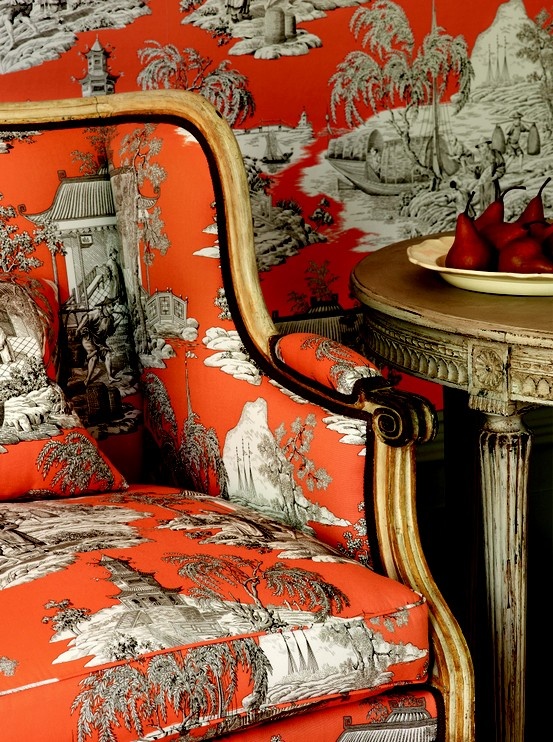 Luscious style Chinoiserie furniture wallpaper fabric and accessor 553x742