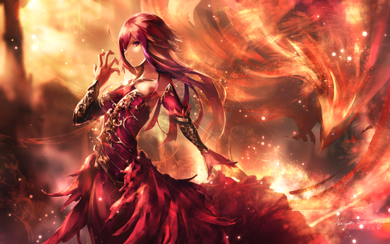Ia Anime Red Hair Characters Background Image