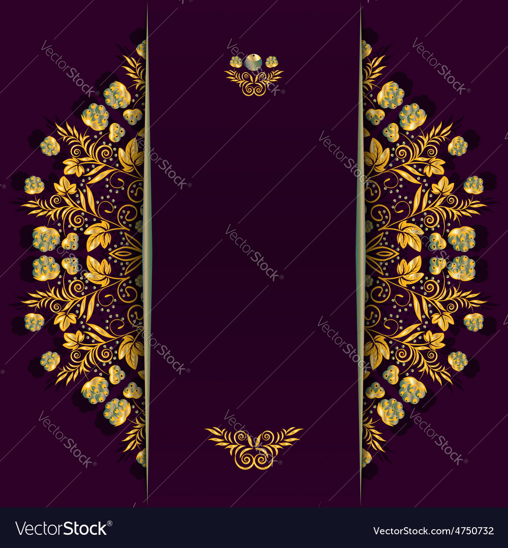Rich Background With Golden Floral And Berry Vector Image