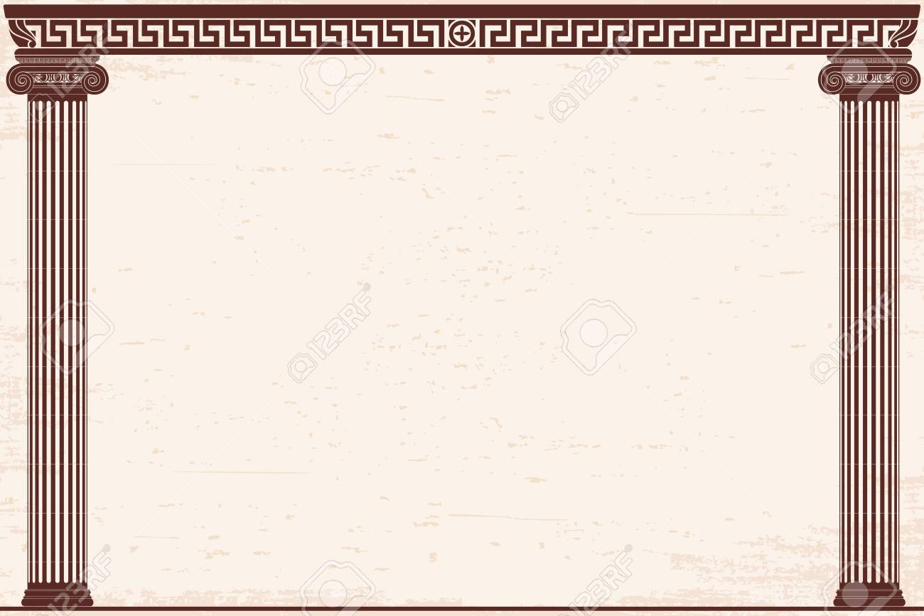 Ancient Greek Background With Two Columns And A National Ornament