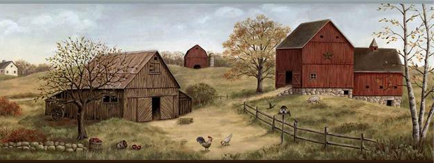 Free download Country Barn Wallpaper Border FFR65391B primitive farm ...
