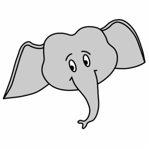 Elephant Cartoon Face Grey