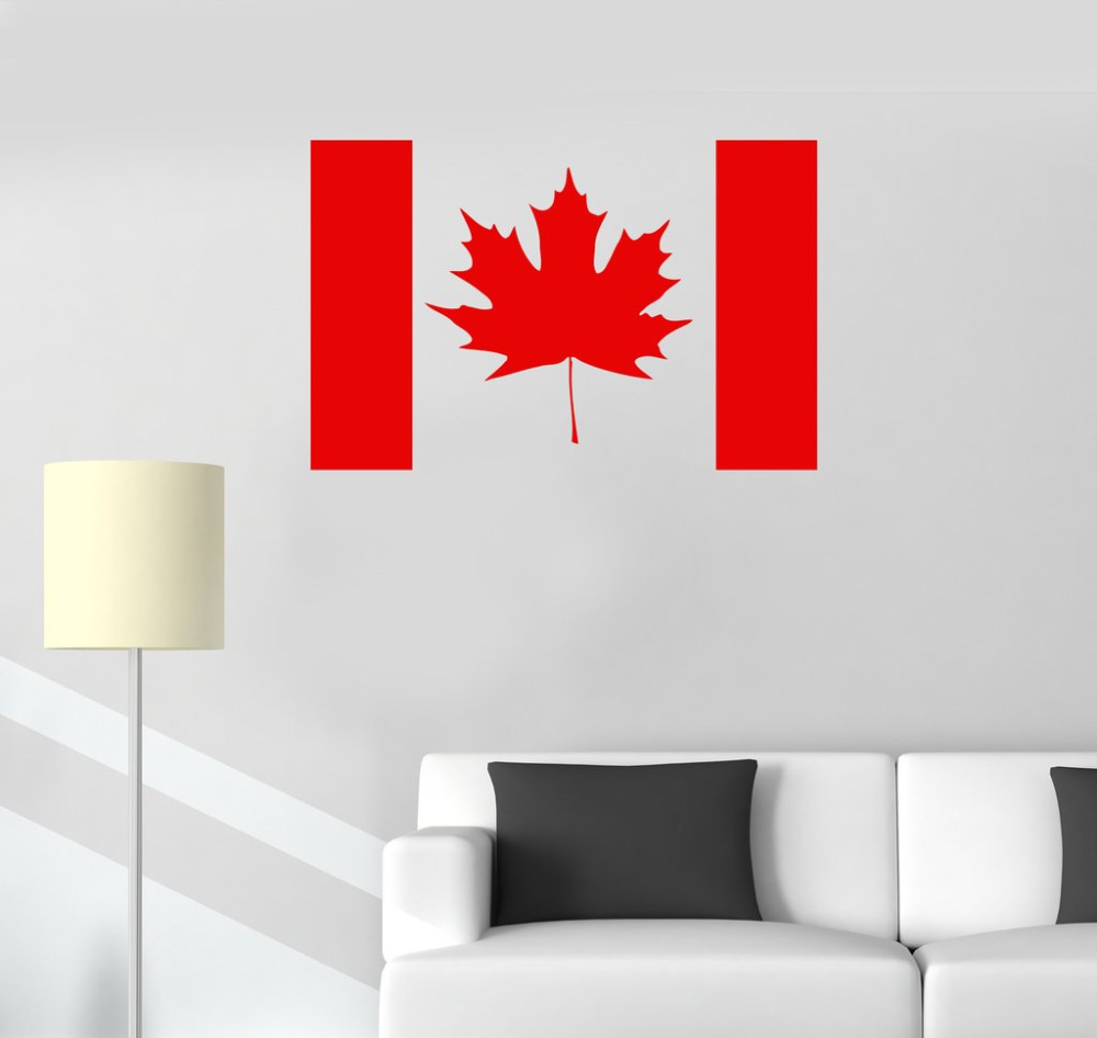 Canada Flag Vinyl Wall Stickers Maple Leaf Canadian Room Art