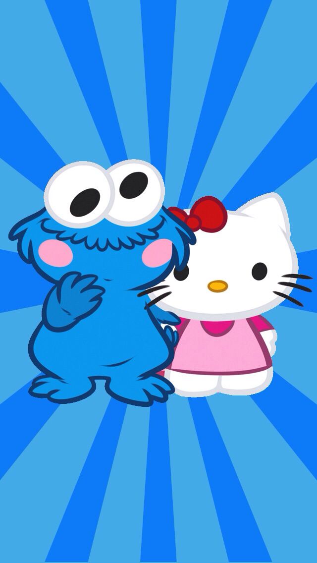 Cookie Monster And Hello Kitty iPhone Background