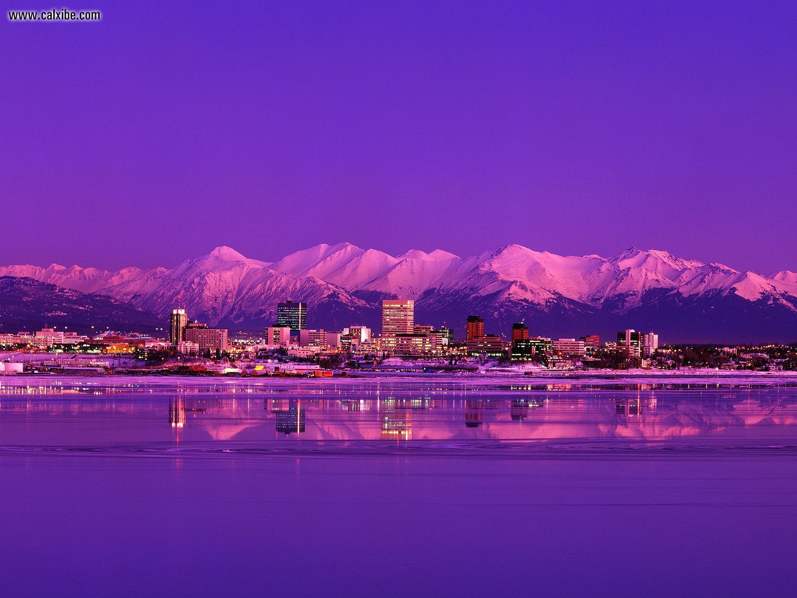 City Anchorage Skyline Evening Alaska Desktop Wallpaper Nr