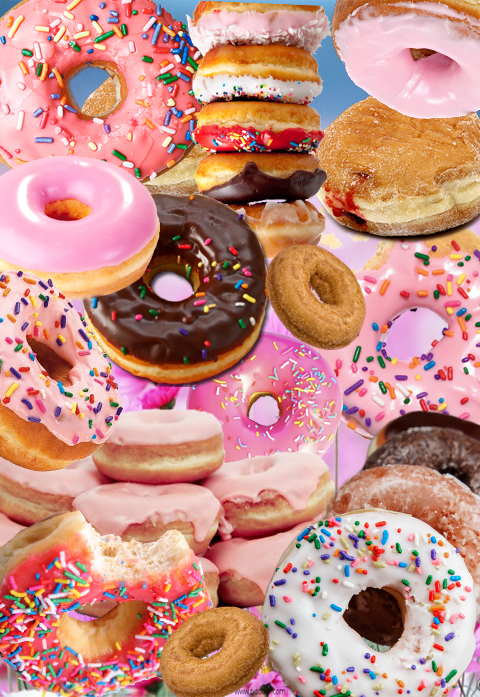 Free download food wallpaper pink collage doughnut sprinkles donut iPhone  Wallpaper [480x697] for your Desktop, Mobile & Tablet | Explore 46+ Food  Wallpaper Themes | Food Desktop Wallpaper, Food Wallpaper, Food Network  Wallpaper