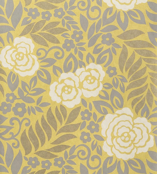 Yellow And Gray Flower Wallpaper Grey