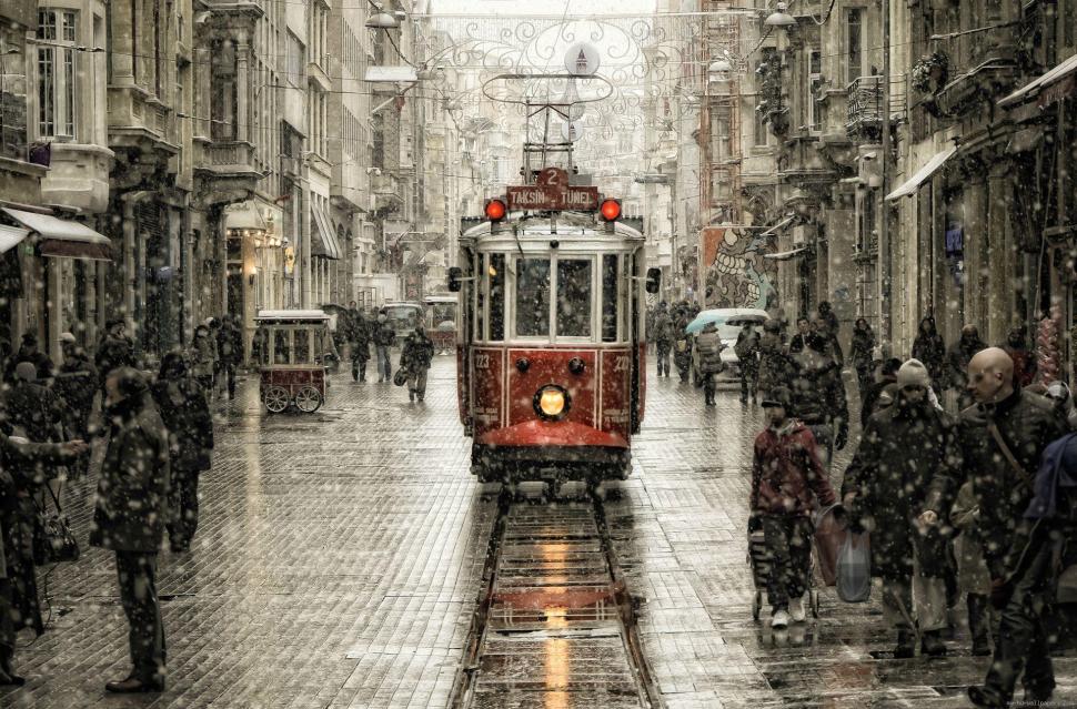Istanbul Trolley Under The Snow Wallpaper Travel And World