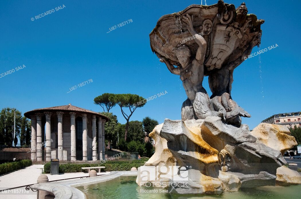 Italy Lazio Rome Bocca Della Verit Square Triton Fountain By