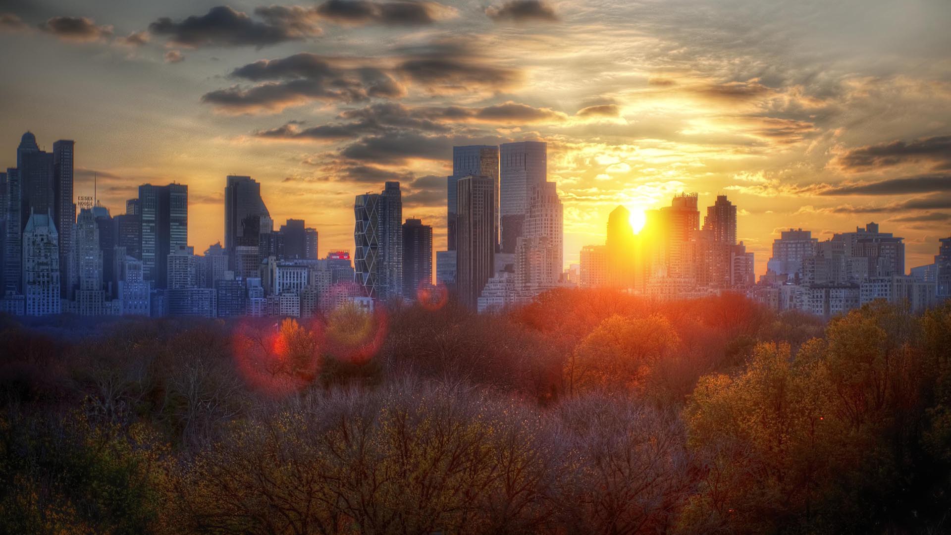Autumn In New York At Sunset HD Wallpaper