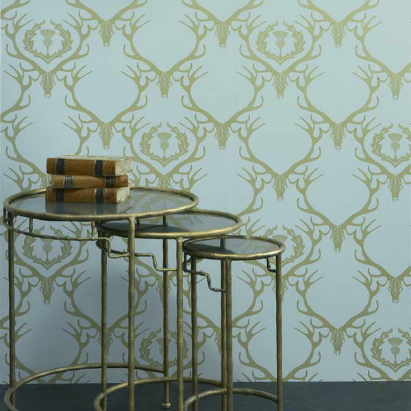 Velvet Flocked Ideas Wallpaper With Glass Table Image