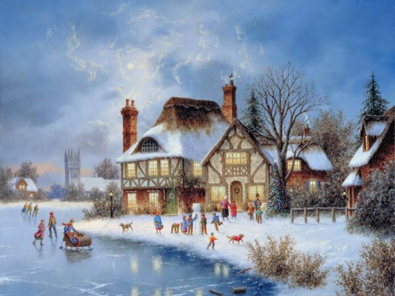 Real Christmas Village Wallpaper