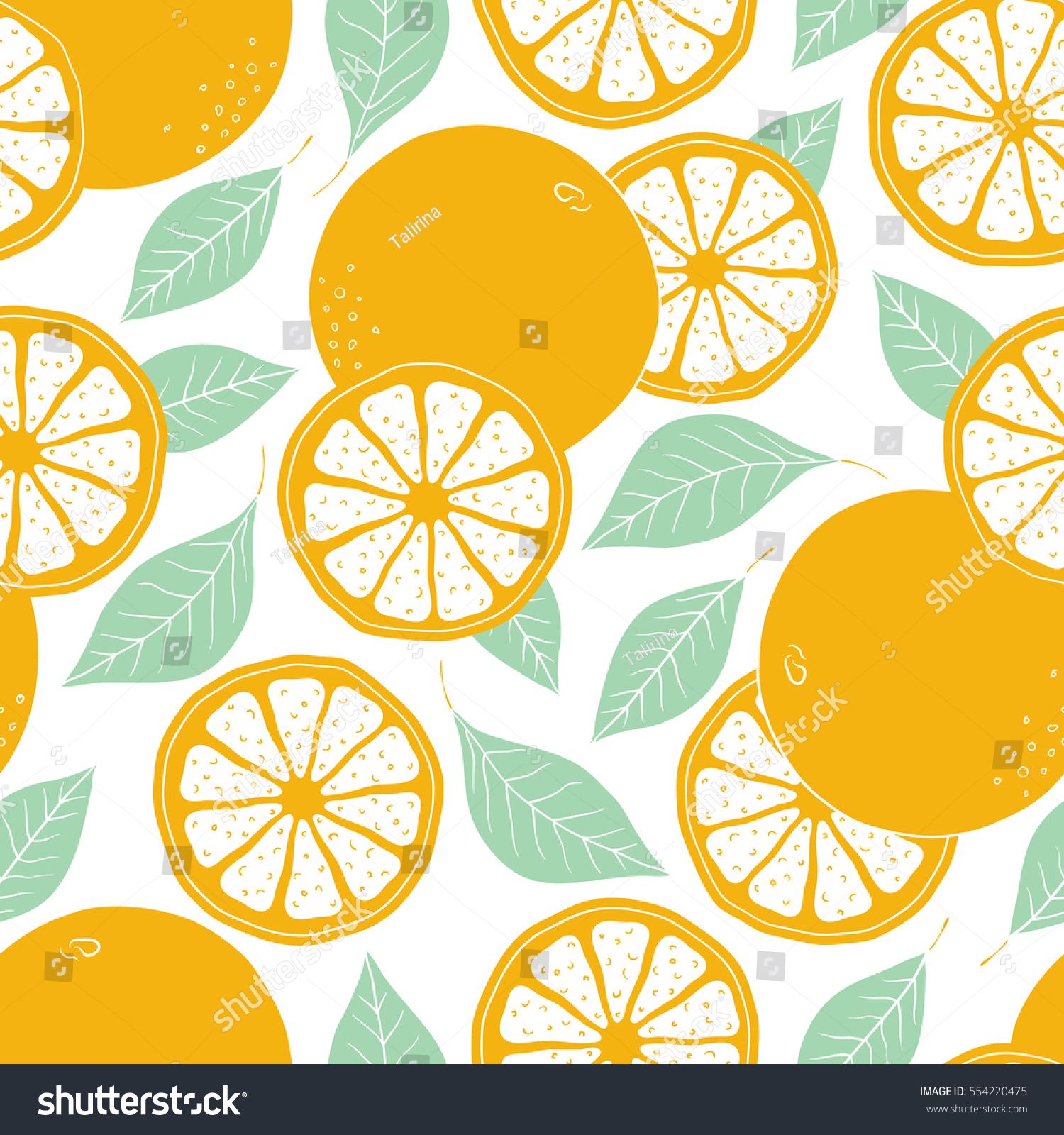 Fresh Oranges Background Hand Drawn Icons Doodle Wallpaper