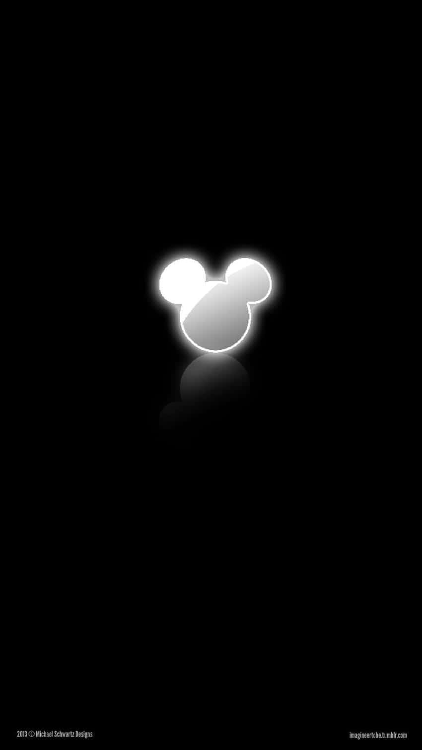A Mickey Mouse Logo On Black Background Wallpaper