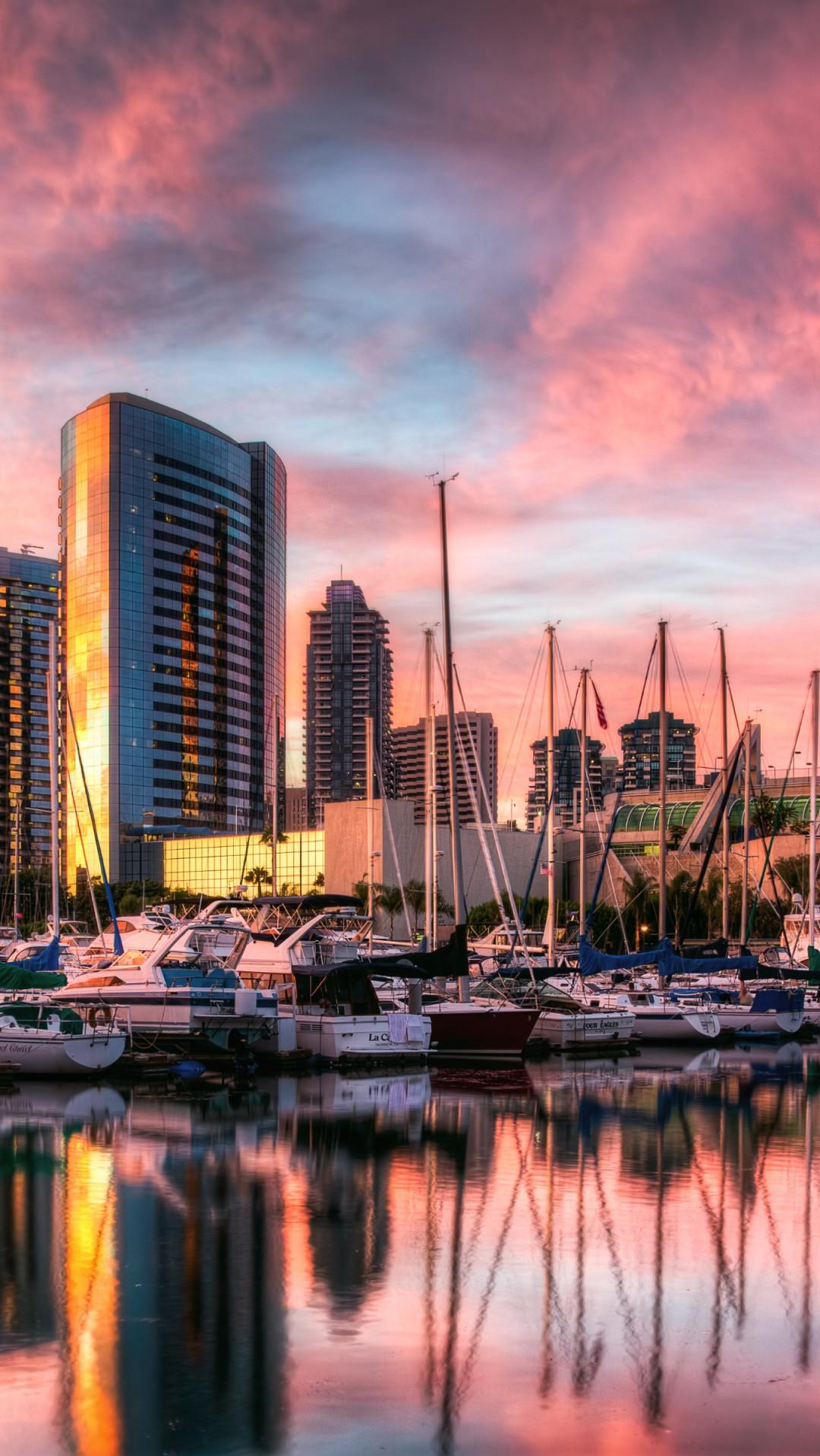 Free Download Download Wallpaper Sunset In San Diego Harbor 1080x1920