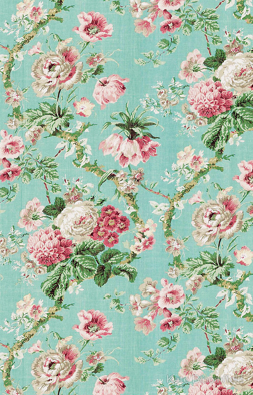 Vintage Floral Wallpaper iPhone Cases Skins by Kate Bloomfield