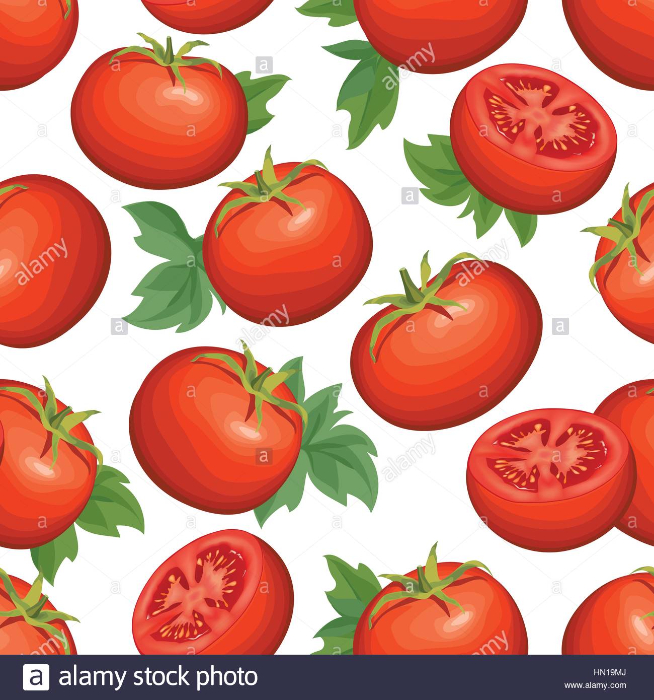 Tomato Over White Background Vegetable Seamless Pattern Autumn