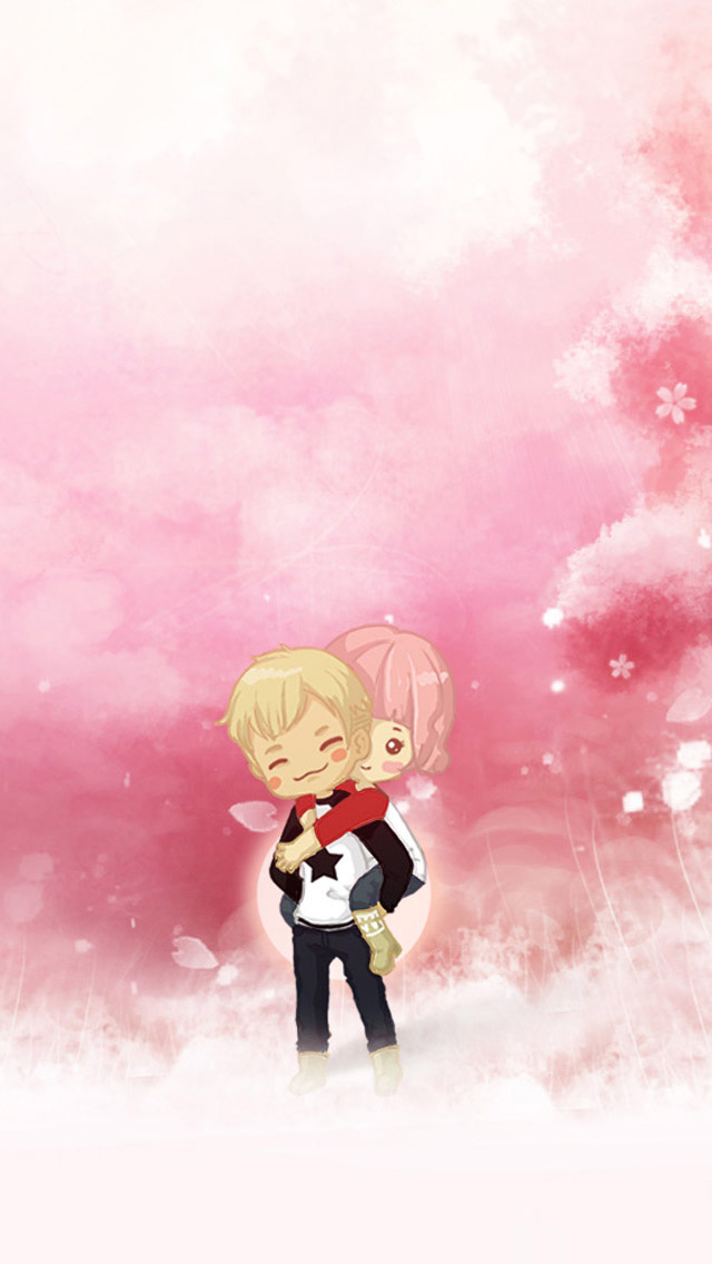 iPhone Wallpaper HD Cute Couple Cartoon Background