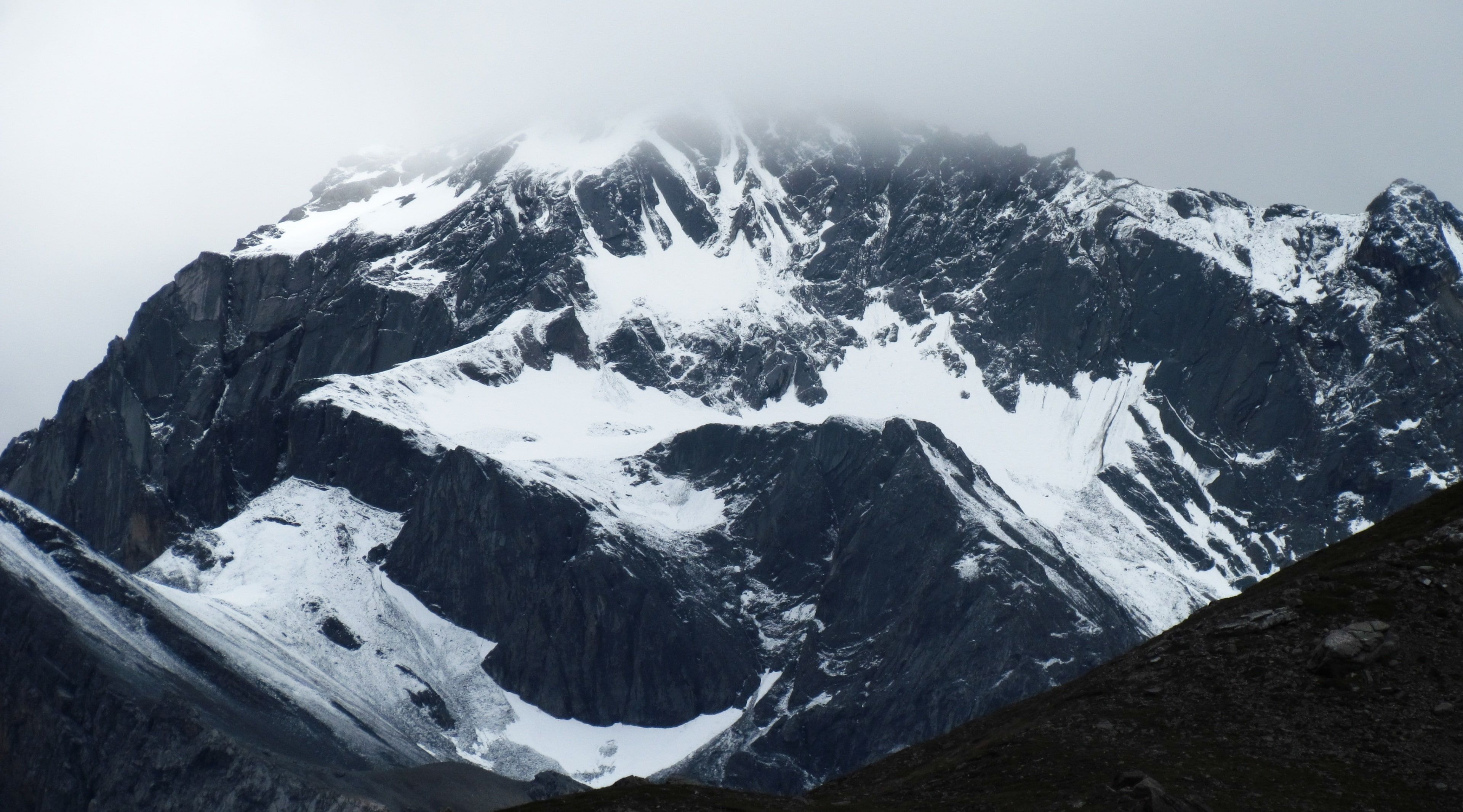 Kailash Mansarovar OM black mountain covered with snow Nature