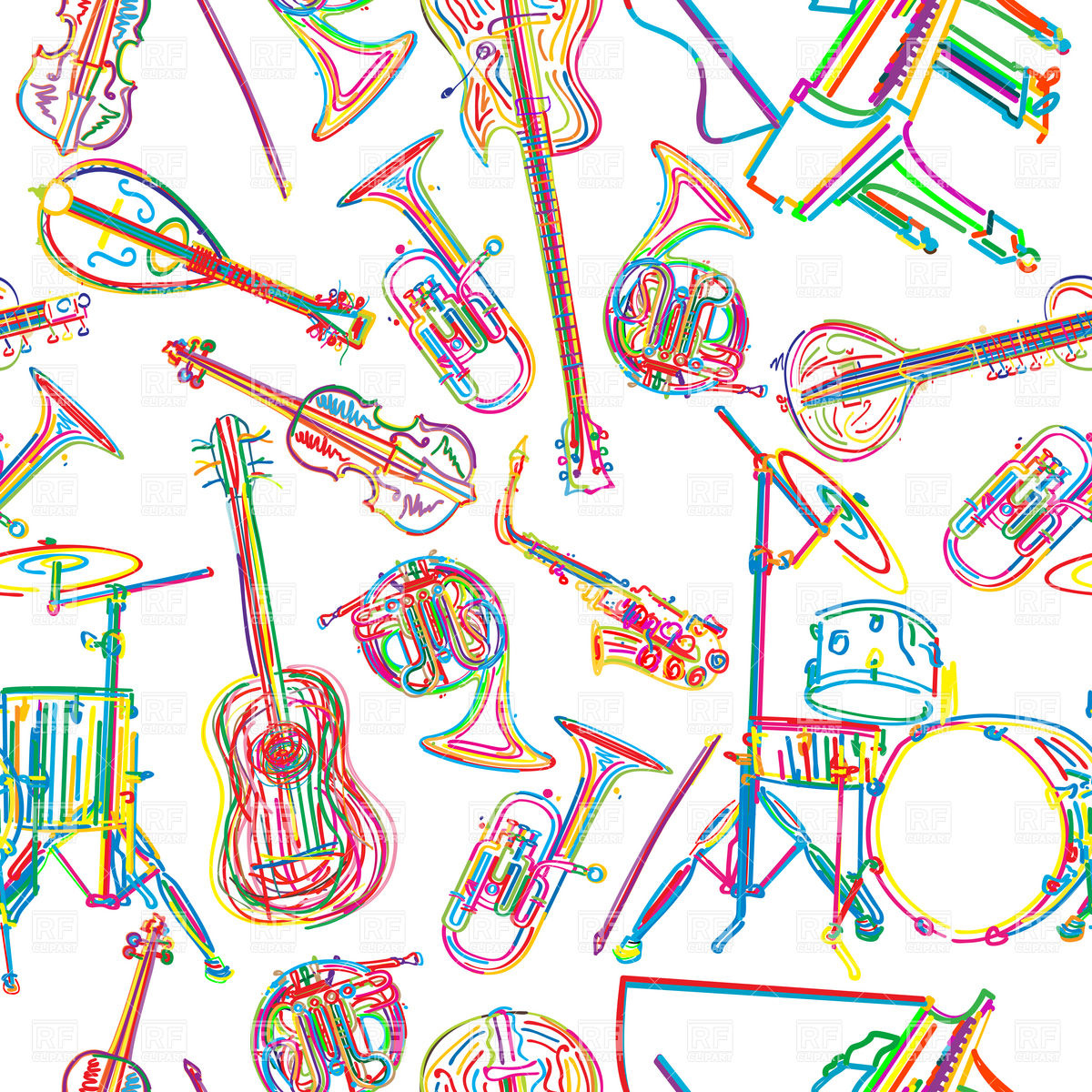 Background With Stylized Musical Instruments Background