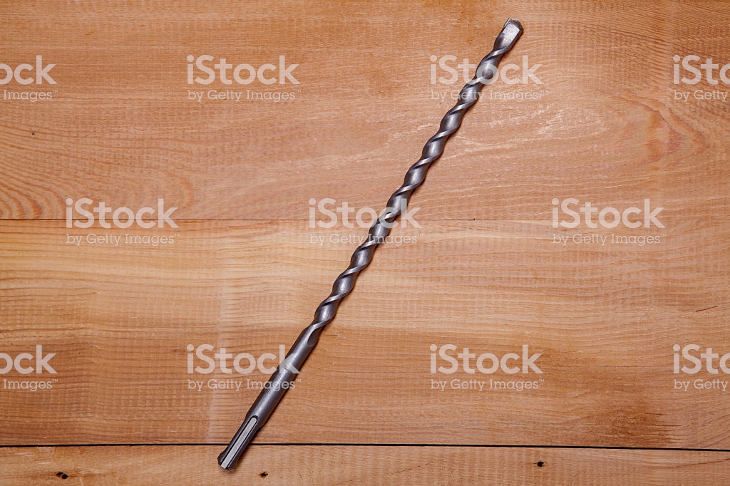 Drill Bits On Wooden Table Background Stock Photo Image