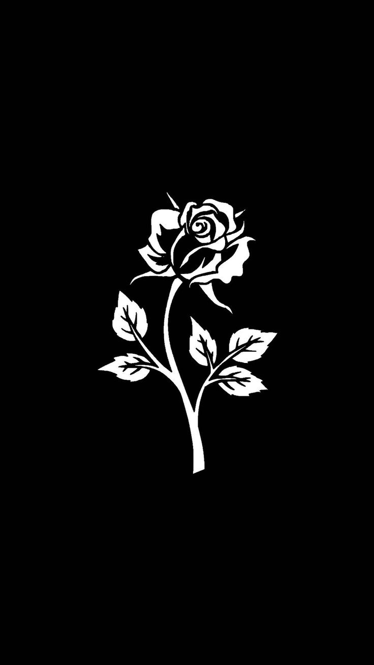 Black Wallpaper On Phone With White Rose And Art
