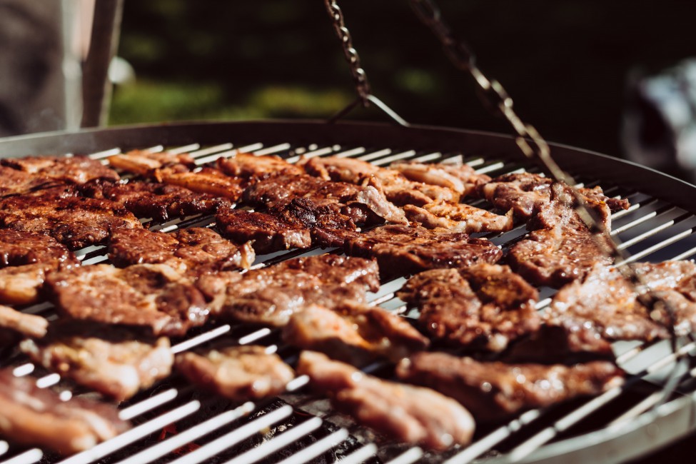 Grilled Pork On Charcoal Grill Stock Photo Image
