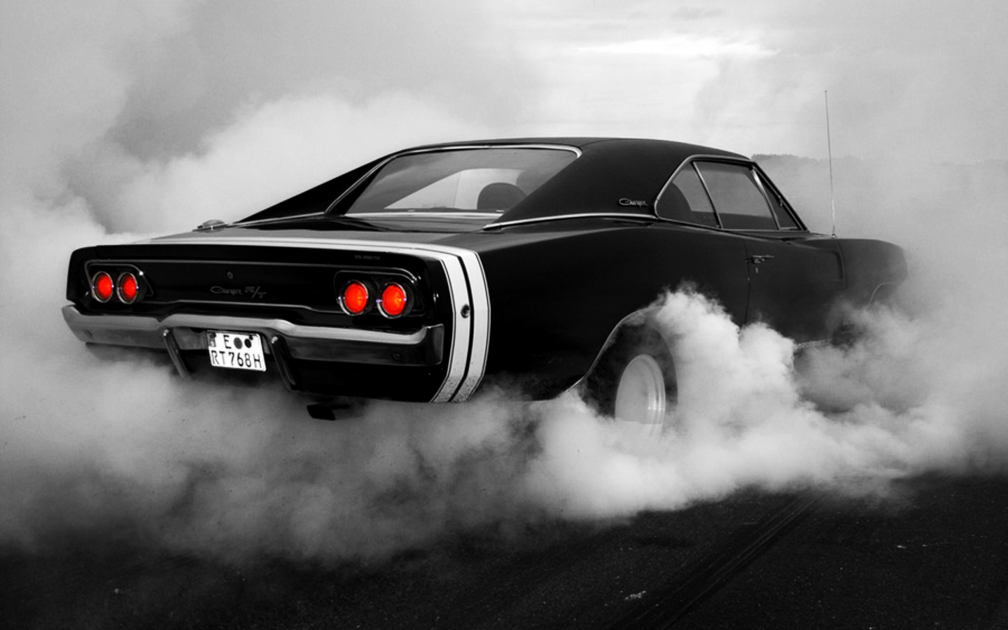 Muscle Cars Monochrome Dodge Charger Rt Burnout