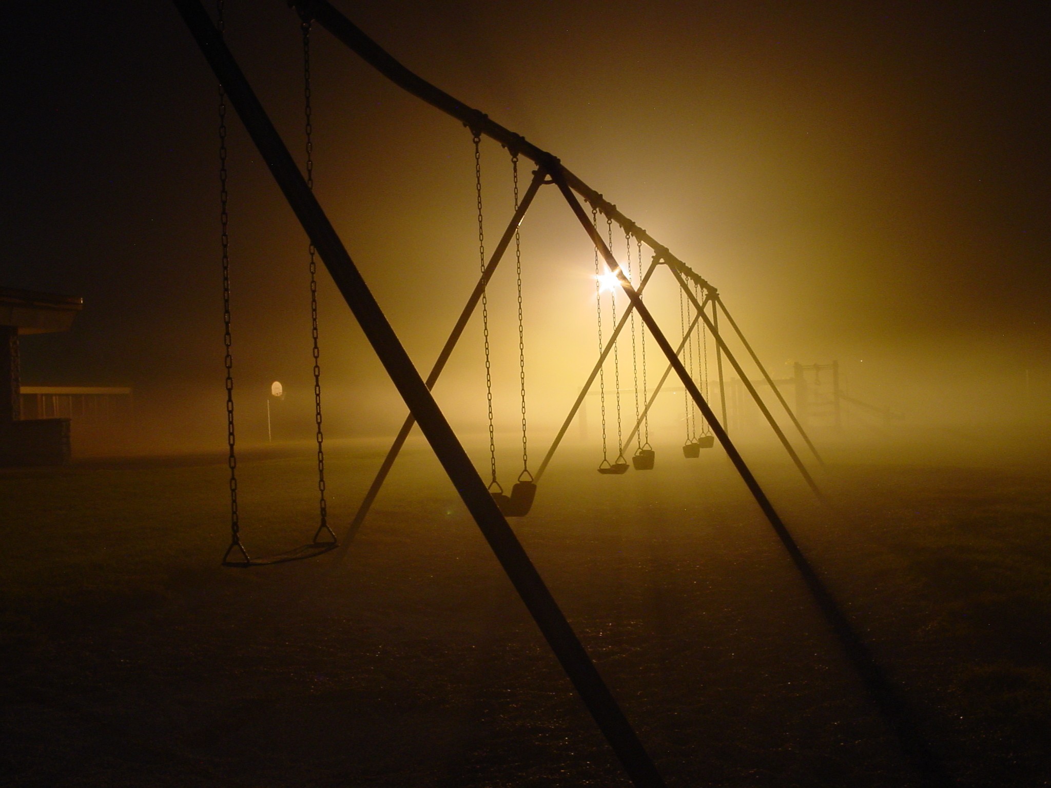 Dark Night Silhouettes Urban Swings Playground