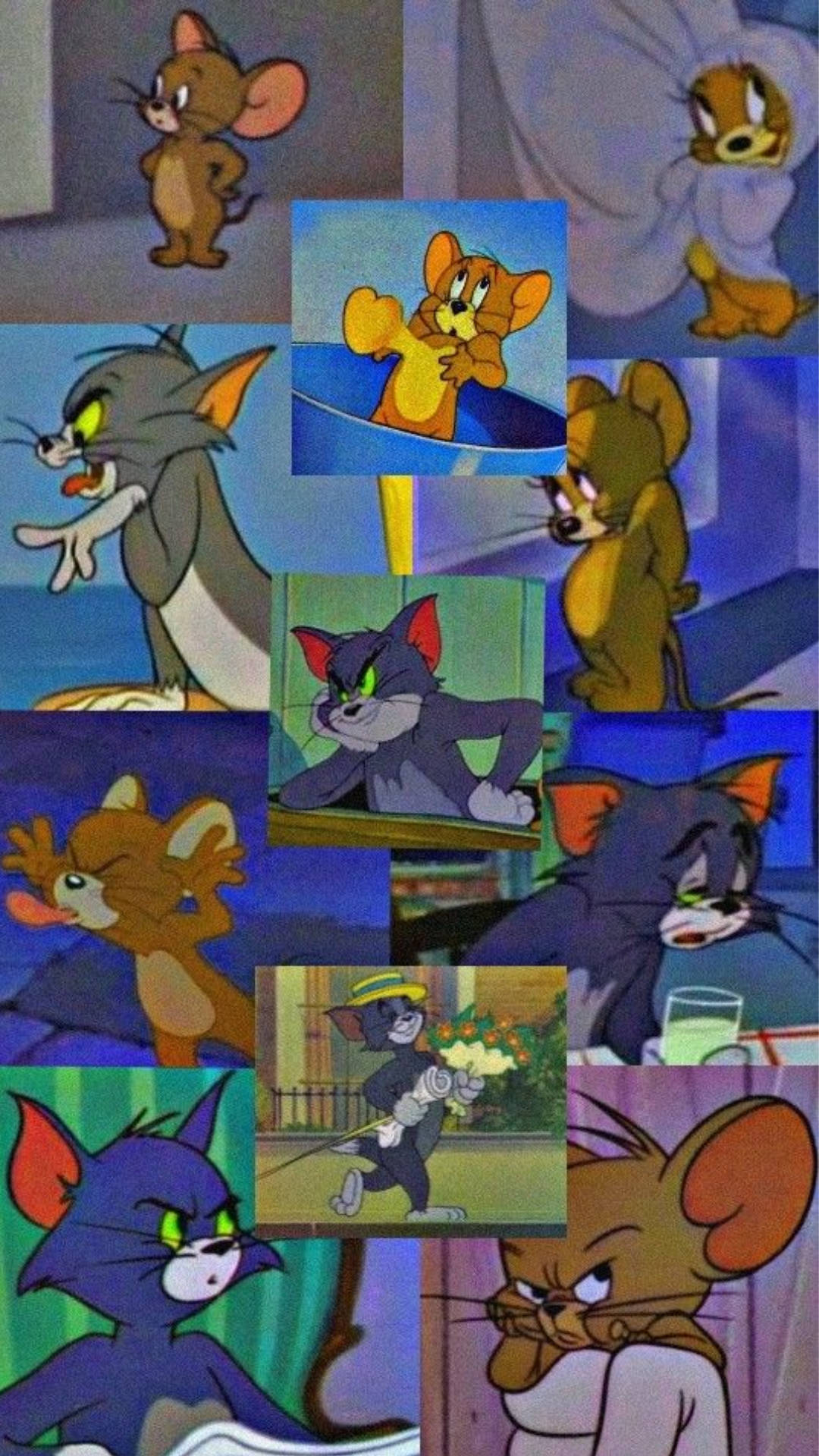 Tom And Jerry Aesthetic Blue Wallpaper