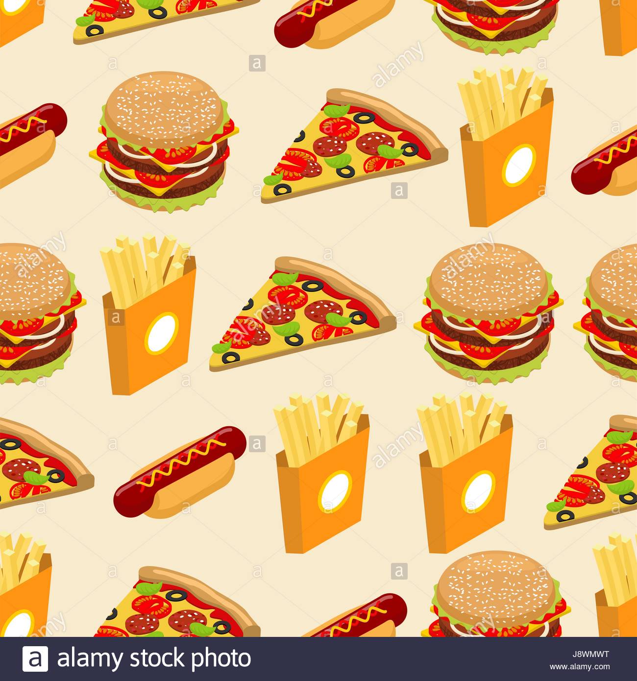 Fast Food Seamless Pattern Hot Dog Background Juicy Big