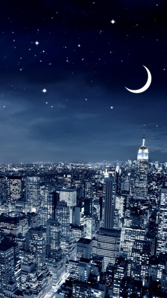 New York City Crescent Moon Wallpaper iPhone