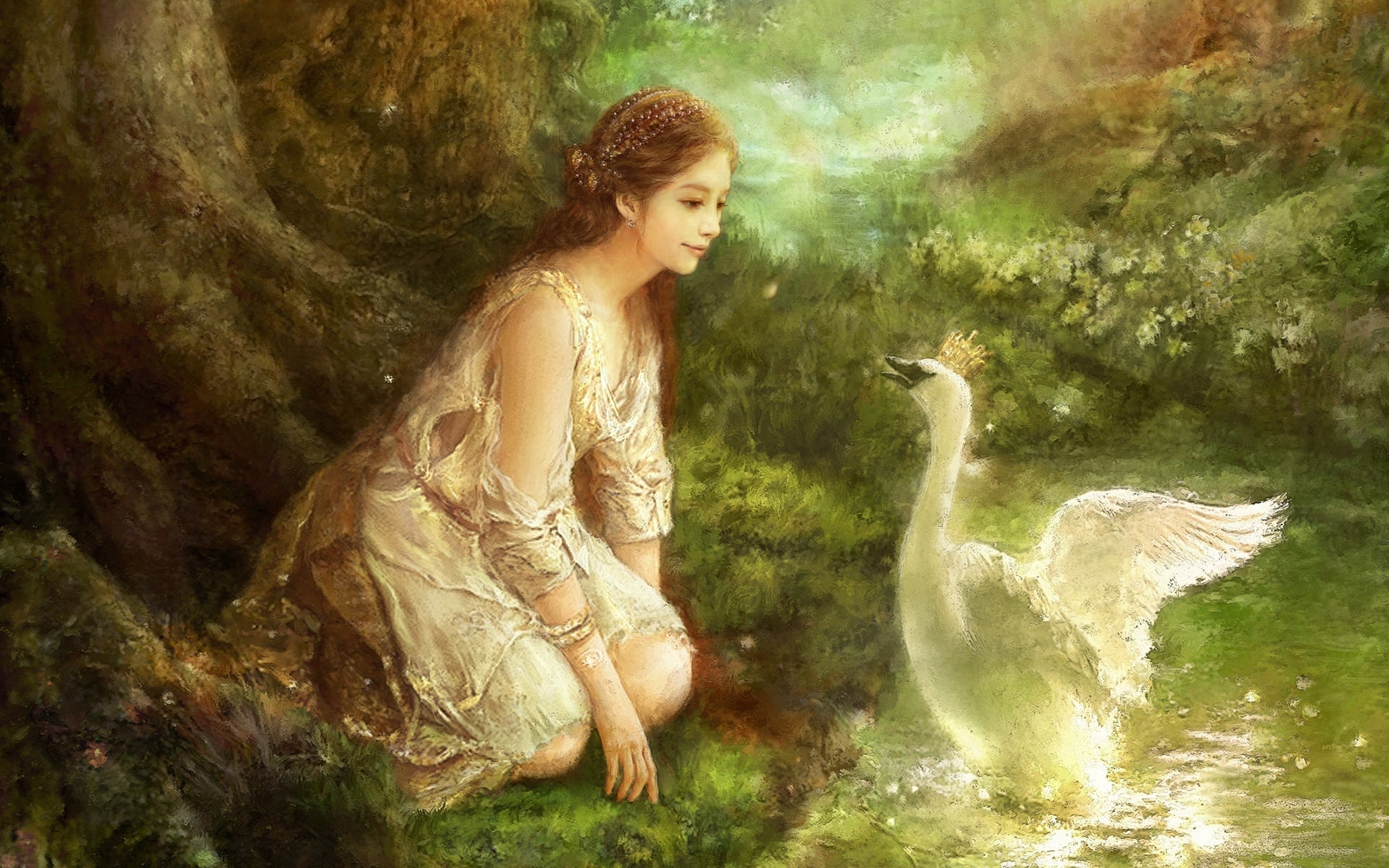 Princess Swan Fantasy Art Painting Wallpaper Photos