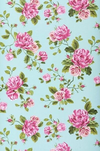 Wallpaper iPhone Mint Pink Floral